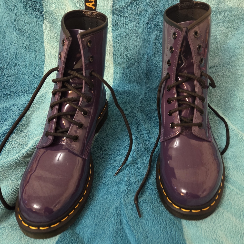 Dr. Martens Shiny Purple Combat Boots
